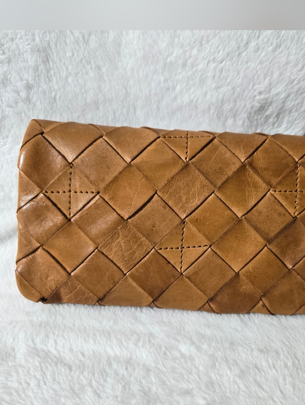 Vilenca Holland Wallet Soft Genuine Brown Leather Woven Bohemian-chic.